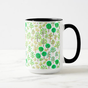 Taza Bosque acuarela al estilo doodle