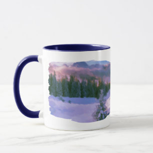Taza Bosque De Invierno: La Luz Púrpura Se Refleja En L