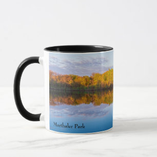 Taza bosque de marthaler park y amanecer de primavera e
