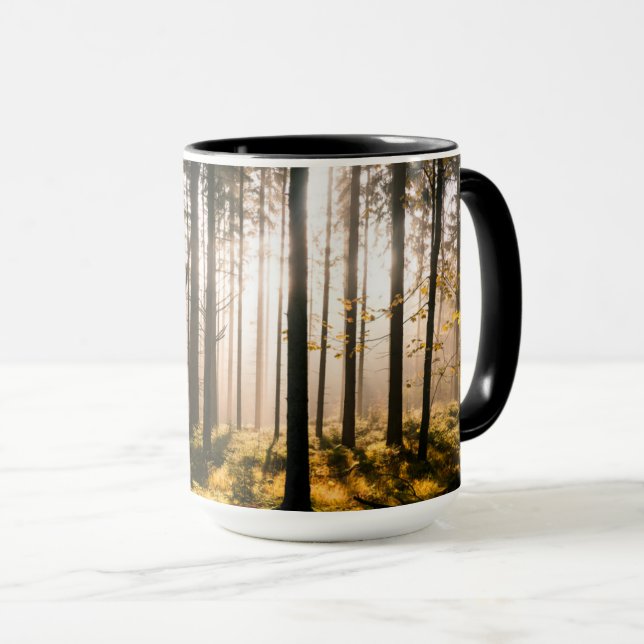 Taza Bosque de otoño con rayos de sol (Anverso derecho)