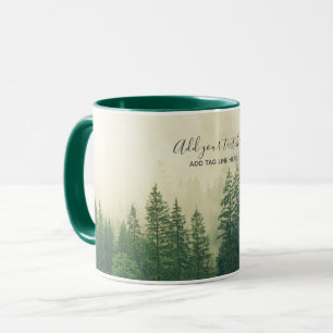 Taza Bosque de pinos brumosos árboles recuerdo personal