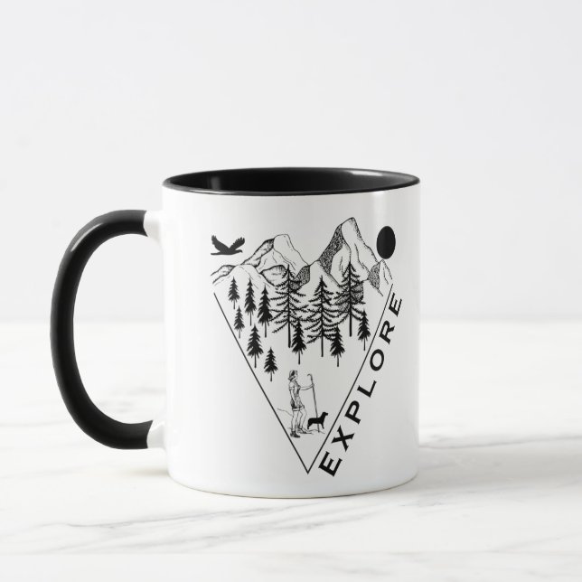 Taza Bosque de pinos paisajísticos mínimo (Izquierda)