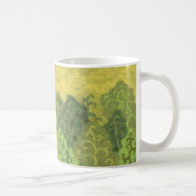Taza Bosque de verano, pintura de lana, árboles verdes  (Derecha)
