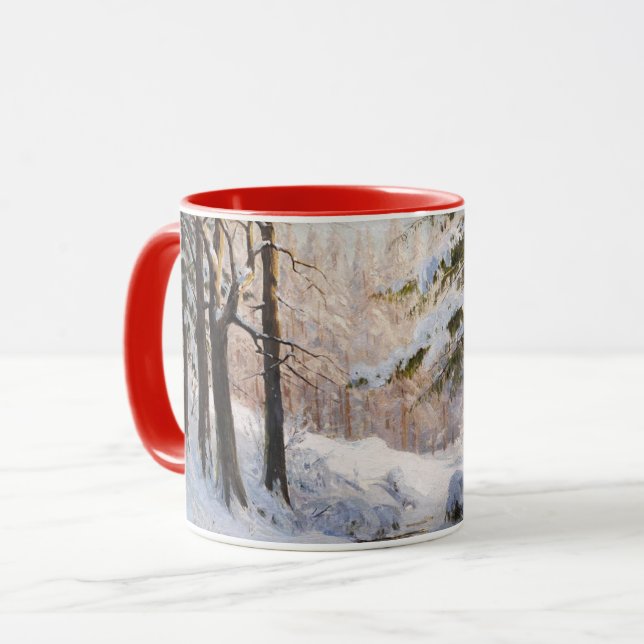 Taza Bosque en invierno, pintura artística fina, (Anverso izquierdo)