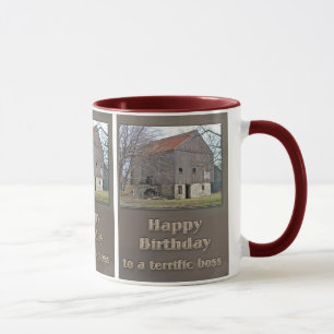 Taza Bosque feliz cumpleaños del antiguo banco Barn