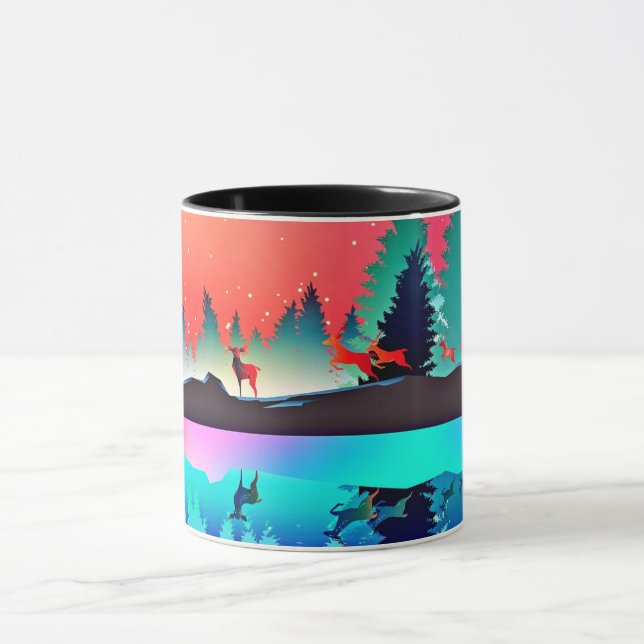 Taza Bosque forestal de los ciervos montaña aurora bore (Centro)