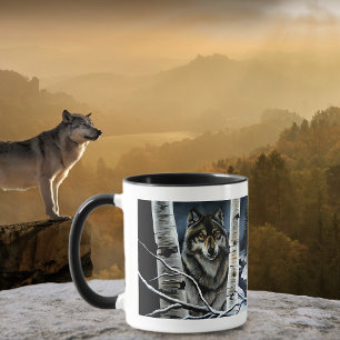 Taza Bosque Místico de Abedules del Lobo Alfa Invernal 
