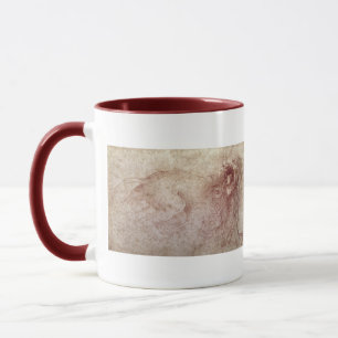 Taza Bosquejo de un león del rugido (tiza roja en el