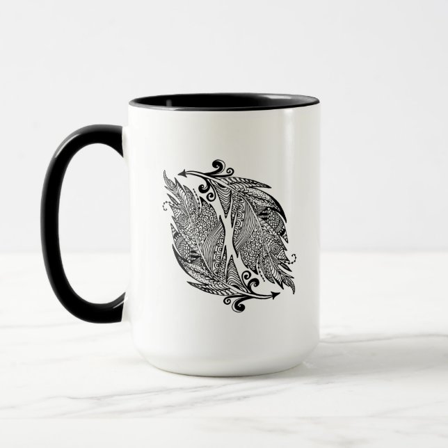 Taza Bosquejo inspirado de plumas (Izquierda)