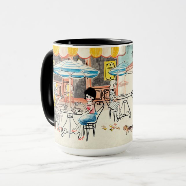 Taza Bosquejo lindo de la escena de Francia Café (Anverso izquierdo)