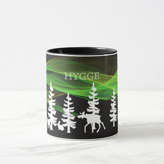 Taza Bosques nórdicos híbridos en blanco con luces nórd (Centro)