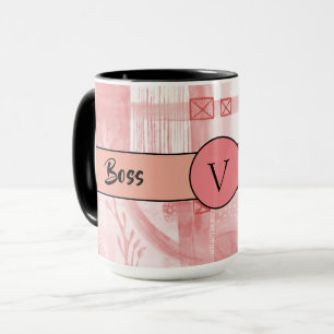Taza Boss Lady Black Monograma Resumen 3 Ringer 15oz