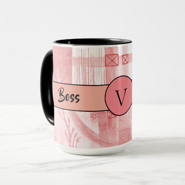 Taza Boss Lady Black Monograma Resumen 3 Ringer 15oz (Anverso izquierdo)
