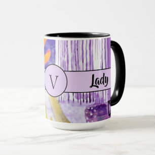 Taza Boss Lady Black Monograma Resumen 3 Ringer 15oz