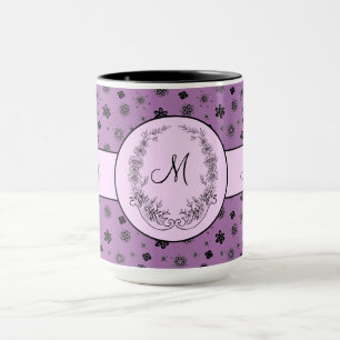 Taza Boss Lady Purple Black Monogram Ringer 15oz