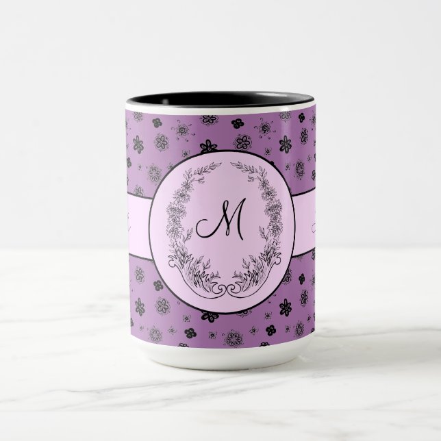 Taza Boss Lady Purple Black Monogram Ringer 15oz (Centro)