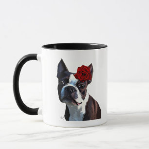 Taza Boston Terrier con Rosa en la cabeza 2