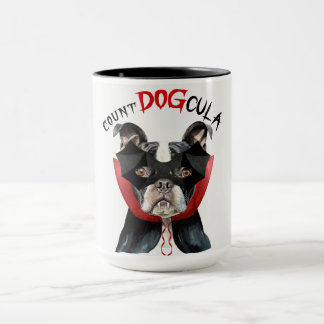 Taza Boston Terrier Funny Count DOGcula Halloween