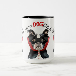 Taza Boston Terrier Funny Count DOGcula Halloween