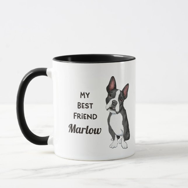 Taza Boston Terrier Mi Mejor Amigo Nombre Personalizado (Izquierda)