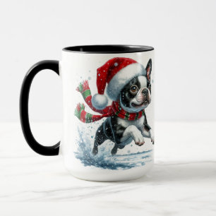 Taza Boston Terrier Navidades Snow Mug
