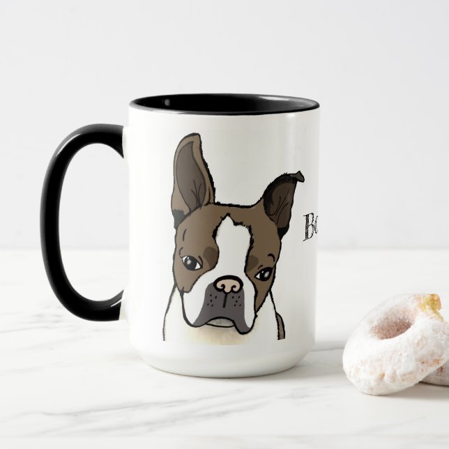 Taza Boston Terrier Personalizable Mug (Con donut)