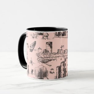 Taza Boston Toile Black and Pink