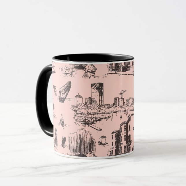 Taza Boston Toile Black and Pink (Anverso izquierdo)