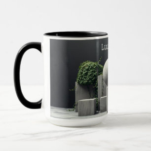 Taza Botánica Brutalista Hoja de Hormigón Moderno