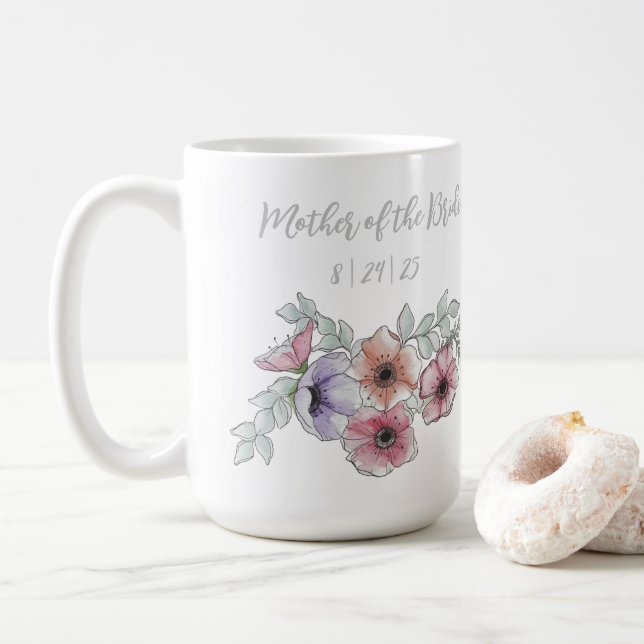 Taza botánica de acuarela de la Madre de la Novia (Con donut)