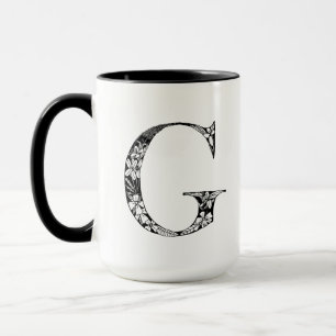 Taza botánica de G de la letra, arte de Elizabeth