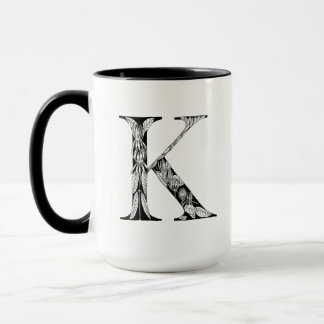 Taza botánica de la letra K, arte de Elizabeth