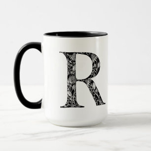 Taza botánica de la letra R, arte de Elizabeth