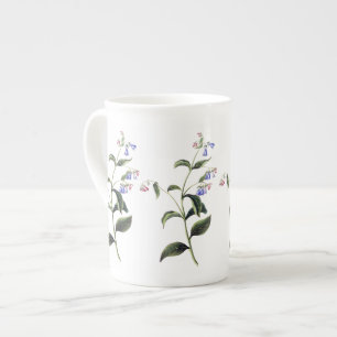 Taza botánica de la porcelana de hueso de los
