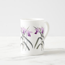 Taza botánica floral de la porcelana de hueso de