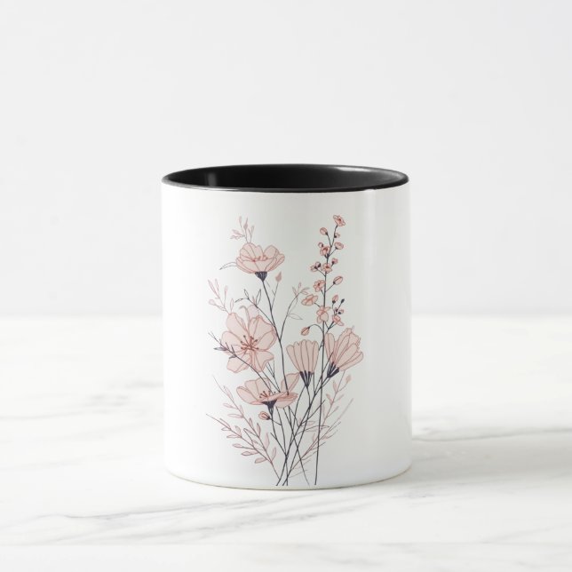 Taza Botanical Floral Illustration | Minimal Nature Aes (Centro)