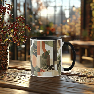 Taza Botánico Terroso - Naturaleza Abstracta Personaliz