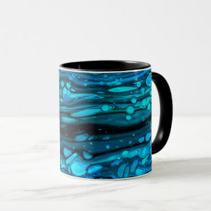 Taza Botas azules de agua acrílica Resumen de arte flui