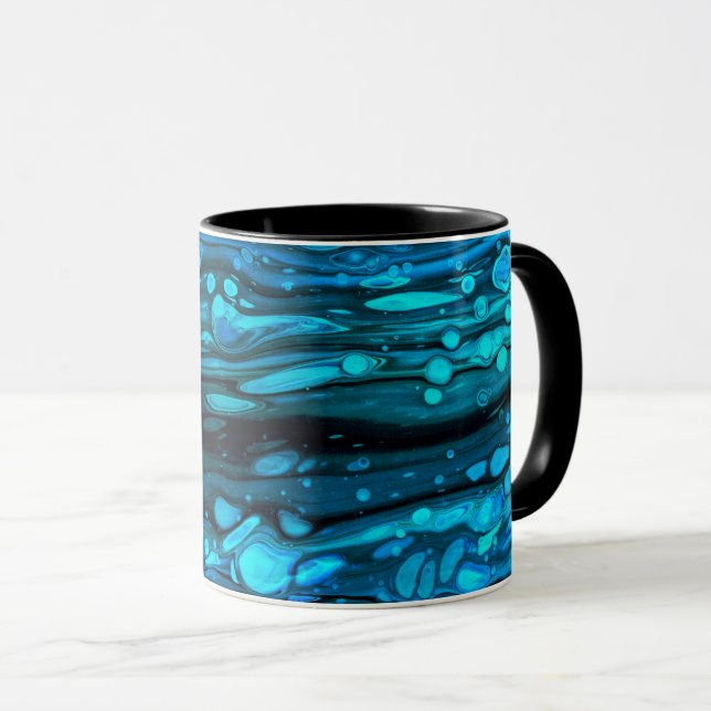 Taza Botas azules de agua acrílica Resumen de arte flui (Anverso derecho)