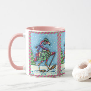 TAZA BOTAS DE NIEVE DE INVIERNO Y ABRIGO FLAMENCO ROSA