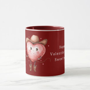 Taza Botas de vaquera rojas con sombrero corazón día de