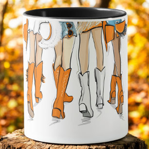 Taza Botas de vaquero naranjas personalizadas para dama