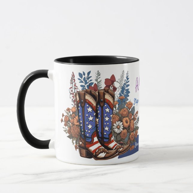 Taza Botas de vaquero personalizadas Step Into Freedom (Izquierda)