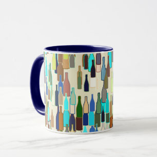 Taza Botellas de vino, multicolores, de color beige