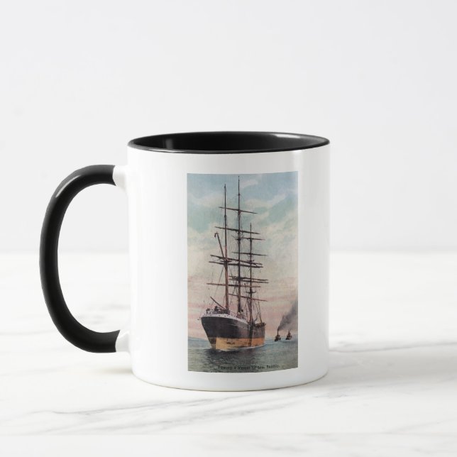 Taza Botes de remolque que hacen un barco al mar (Izquierda)