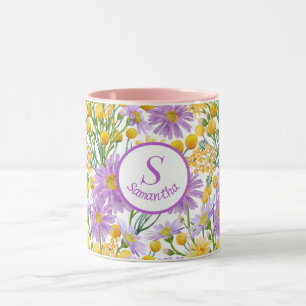 Taza Botones Billy personalizados y flores de margarita