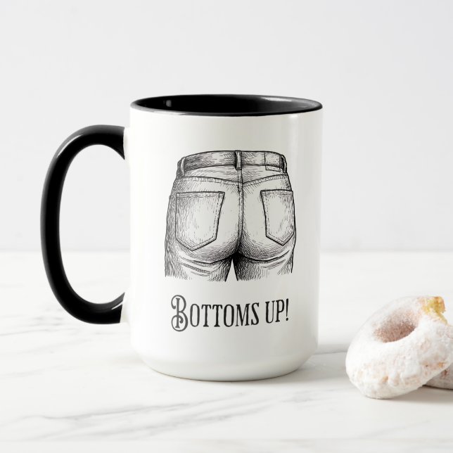 Taza Bottoms Up! Funny White Elephant Gift Christmas (Con donut)