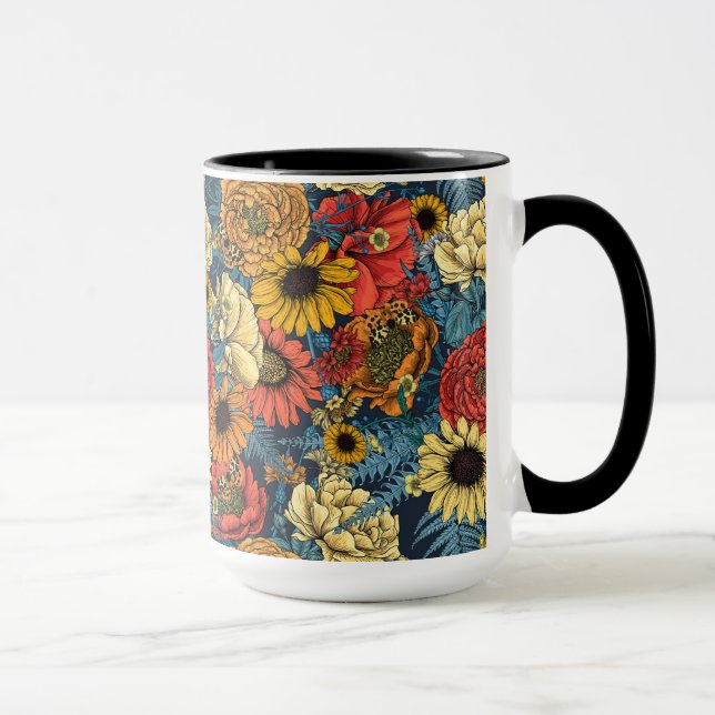 Taza Bouquet de flores - rosas, peonías, daisies y fe (Derecha)