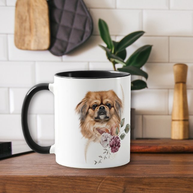 Taza Bouquet de invierno de Perro Pekingés (Subido por el creador)