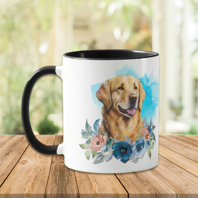 Taza Bouquet Golden Retriever Dog Blue Floral (Subido por el creador)